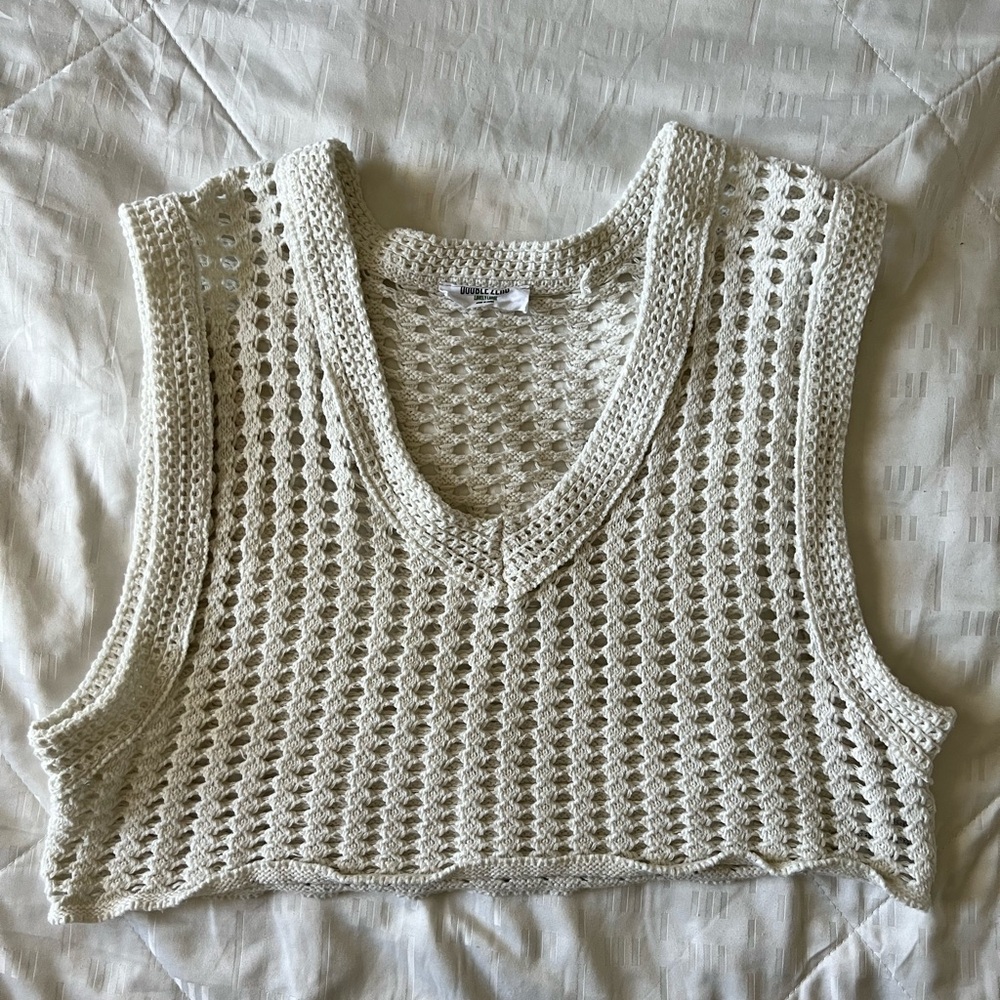 Double Zero Ivory Open Weave Sweater Vest